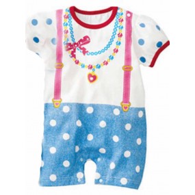 Stylish Necklace Blue Poker Dot Romper