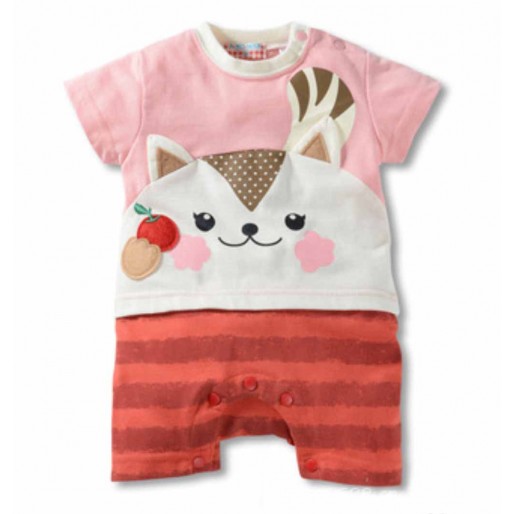 Pink Cat Short Sleeve Romper 