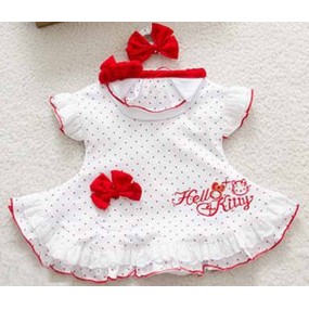 Hello Kitty 3pcs White Polka Dot Short Sleeve Romper Set