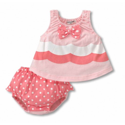 Sweety Girl Pink 2pcs Sleeveless Romper with Puff Pant