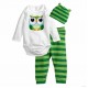 Owl 3pcs Long Sleeve Green Playsuit