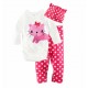 Pink Cat 3pcs Long Sleeve Playsuit