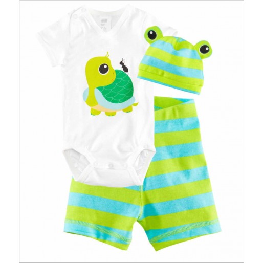 Green Tortoise 3pcs Playsuit