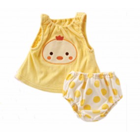 Chick 2pcs Sleeveless Romper with Puff Pant