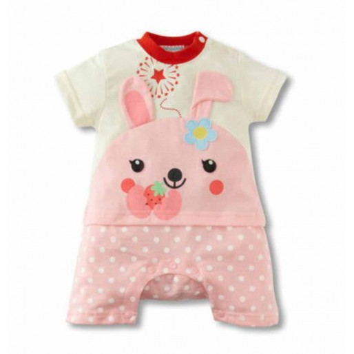 Pink Rabbit White Short Sleeve Romper 