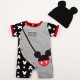 Black Mickey Short sleeve 2pcs Romper with hat