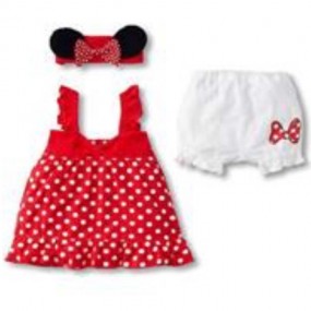 Red Minnie 3pcs Sleeveless Top with Puff Pant