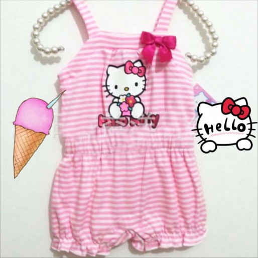 Hello Kitty Sleeveless Pink Strips Romper 