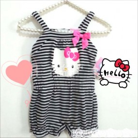 Hello Kitty Sleeveless Black Stripes Romper 