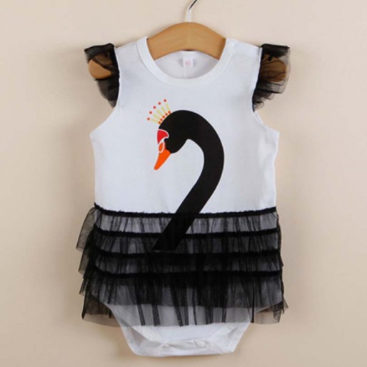 Little Black Swan Short Sleeve Tutu Romper