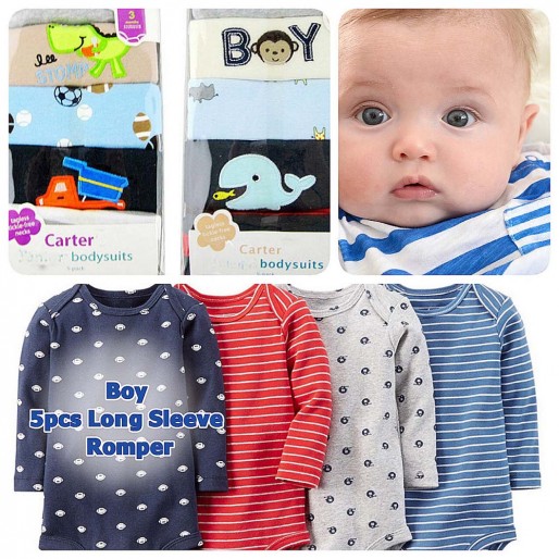 BOY Long Sleeve Romper 5pcs Set