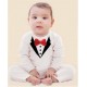 Little Gentleman White Tuxedo Baby Romper