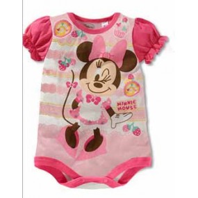 Puff Sleeve Pink Minnie Mouse Romper 